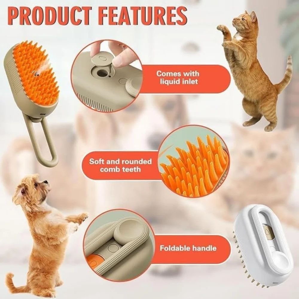 Last Day Promotion: 70% OFF 🔥 3 in 1 Steamy Pet Brush